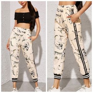 NWOT Shein Floral Print Striped Sweatpants